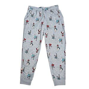 Jaclyn Grey Holiday Puppy Print Cloud Soft Pajama Pants Women's Size L NWT